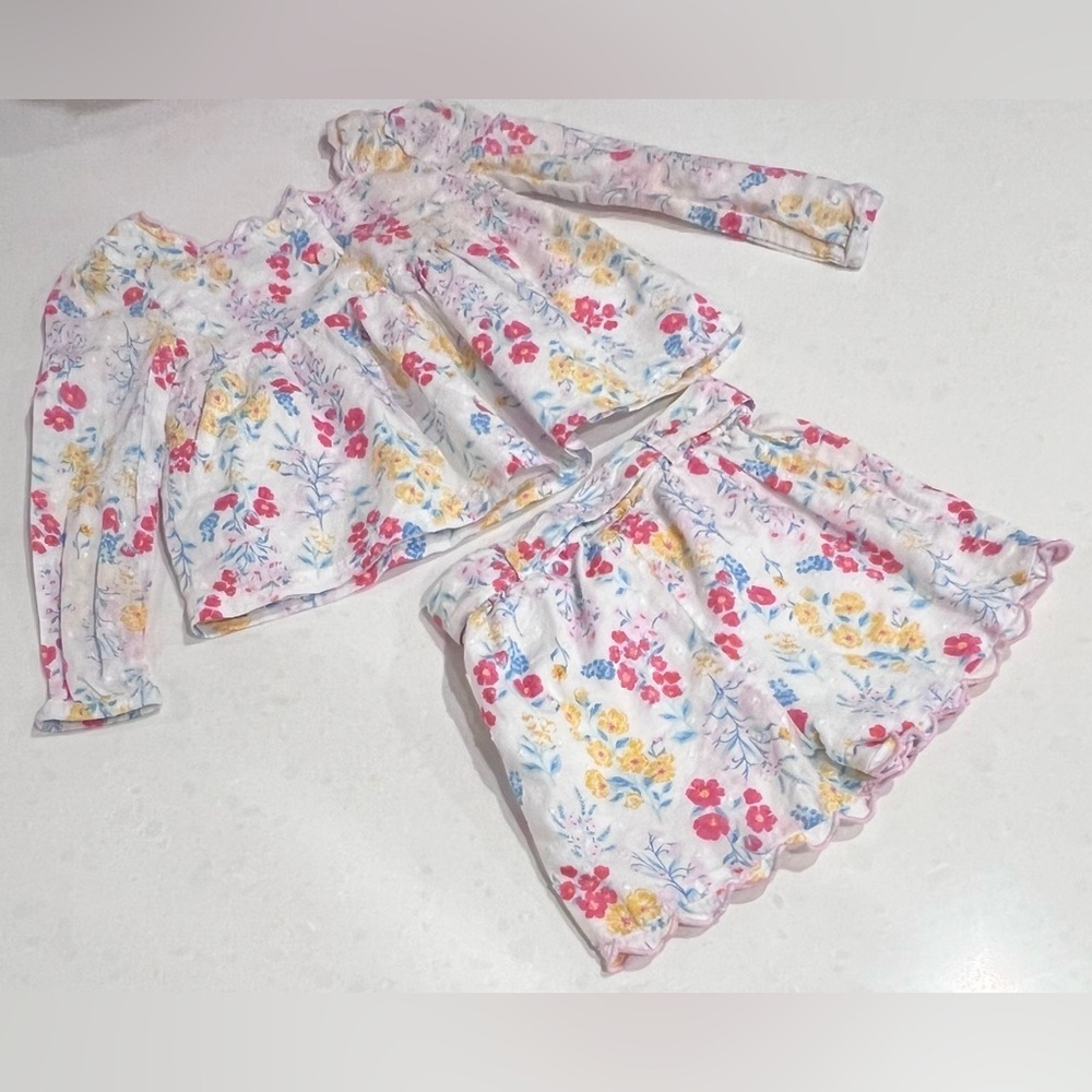 Joie 2‎ Piece Outfit Set Floral Print Top with shorts xsmall girls 4